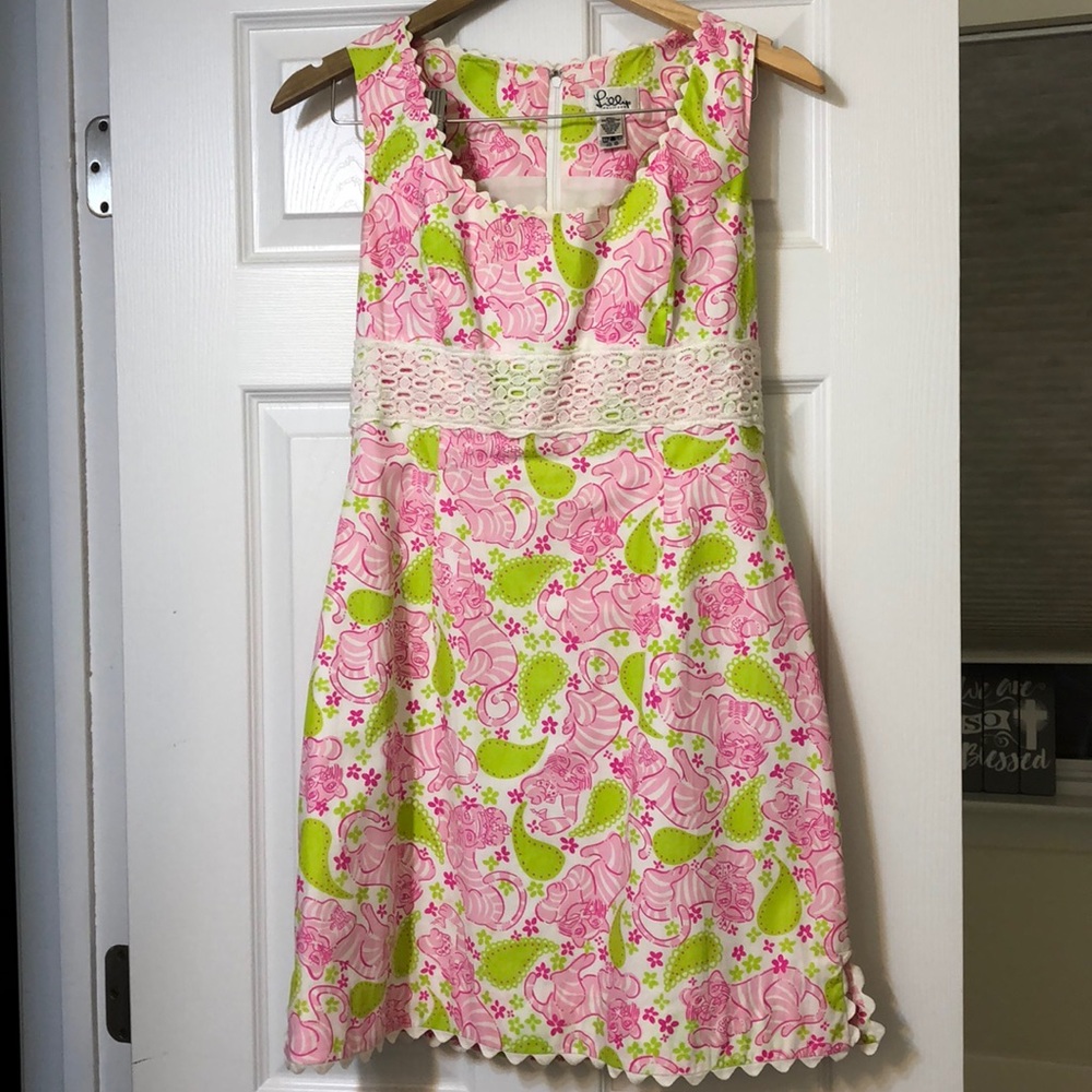 Lily Pulitzer Blackjack Cat Print Shift Dress
